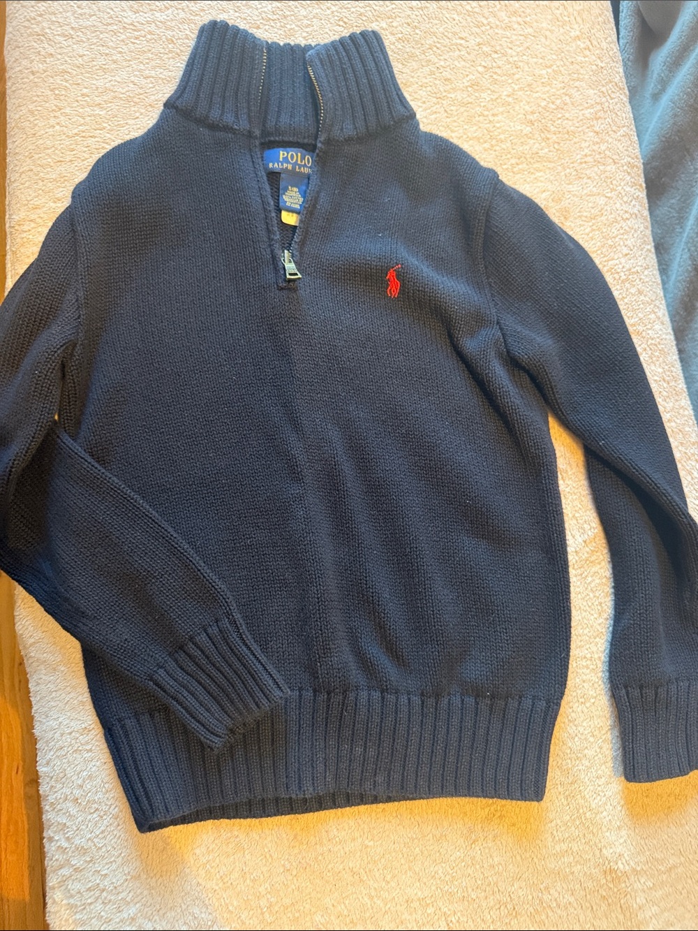 Polo by Ralph Lauren Navy Half-Zip Sweater with Red Pony